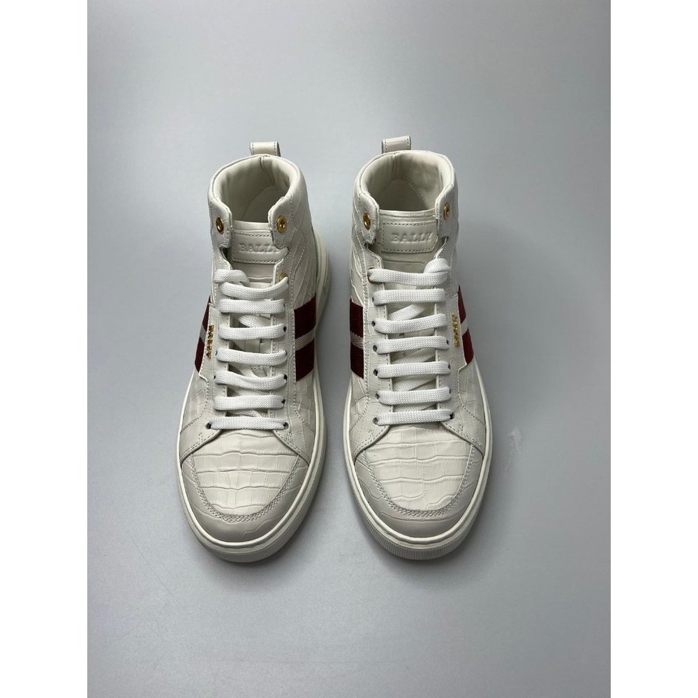 Bally Myles Croc-Embossed High-Top Sneakers White Men’s Size 8 $560